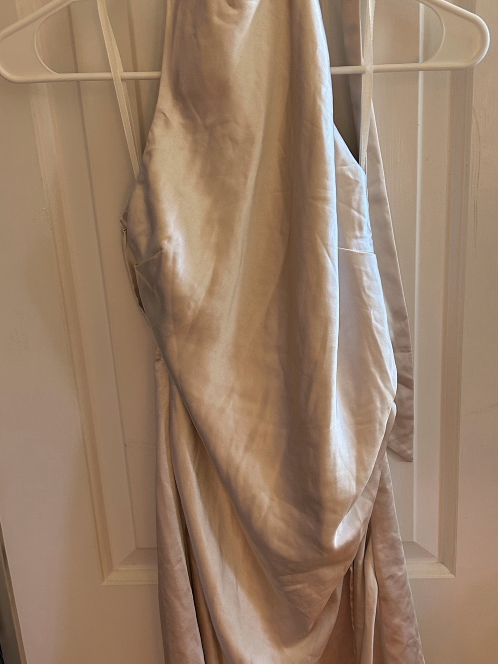 Hello Molly Champagne Satin Halter Mini Dress Size M